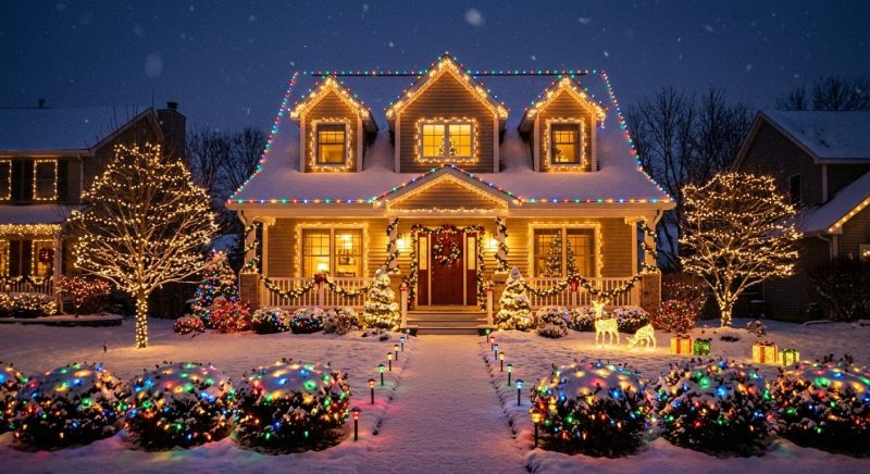Christmas Lights Hanging in Kansas City, KS