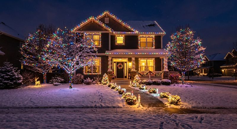 Holiday Lights Hanging in Kansas City, KS